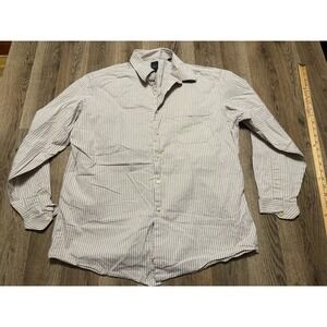 Billy London Shirt, Men's Large 16/16-1/2 34/35 Brown White Button Up Shirt